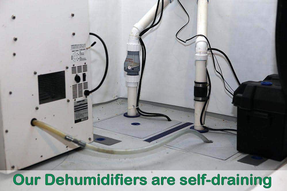 dehumidifier system set up in a crawlspace