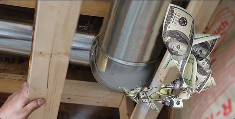 image of money flying out of an hvac duct